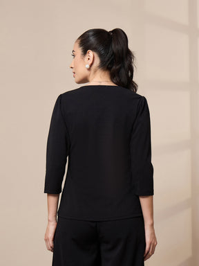 Black Square Neck Top-SASSAFRAS worklyf