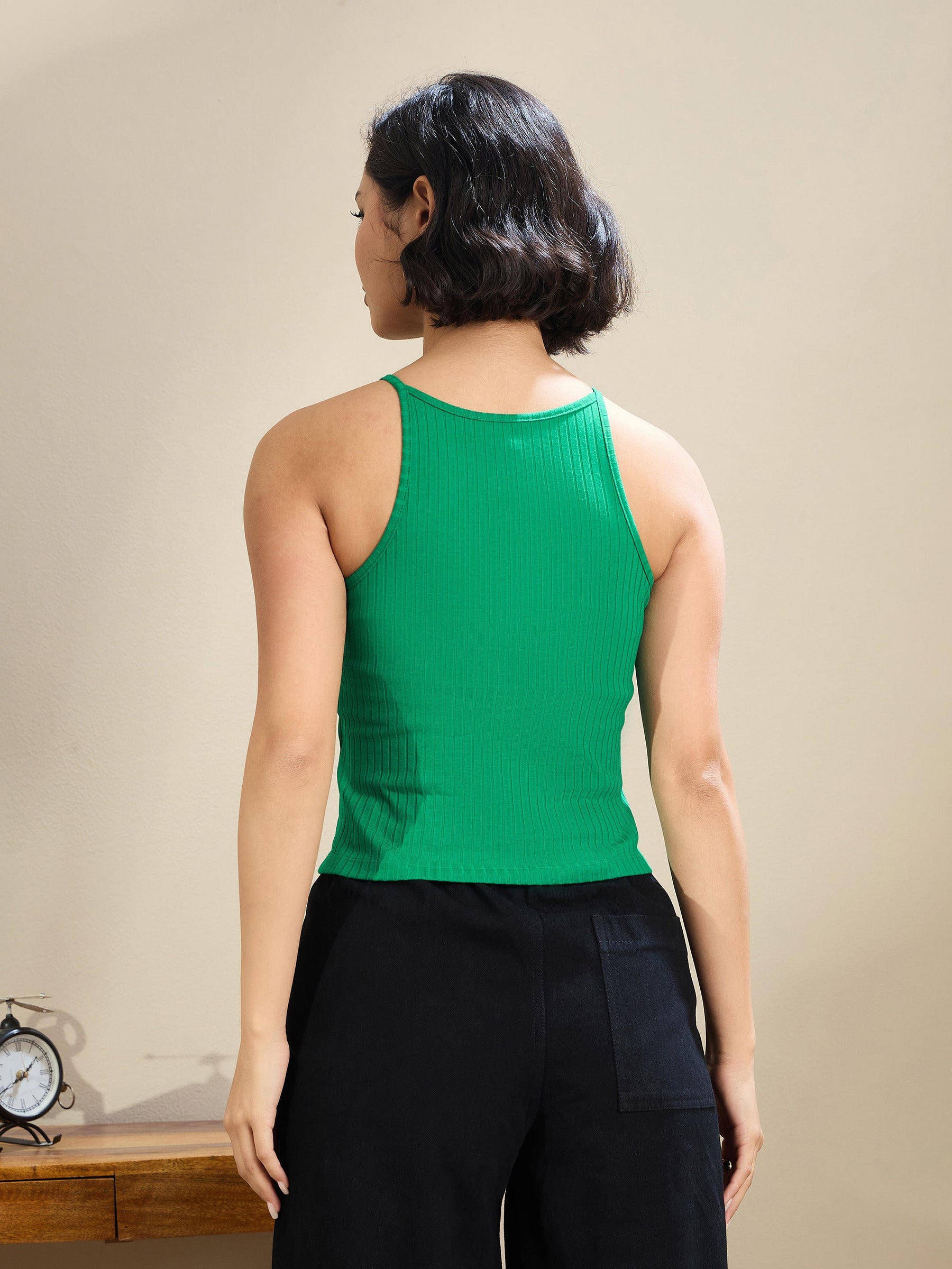 Green Rib Box Back Top-SASSAFRAS BASICS