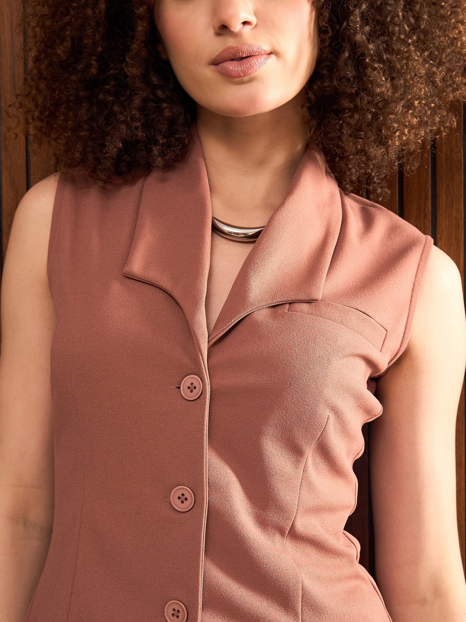 Rust Short Sleeves Button Down Top-SASSAFRAS worklyf