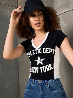 Black & White NEW YORK Fitted T-Shirt-SASSAFRAS