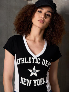 Black & White NEW YORK Fitted T-Shirt-SASSAFRAS