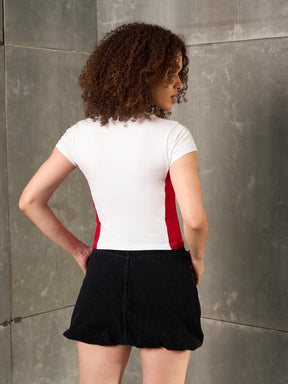 White & Red RACING Fitted T-Shirt-SASSAFRAS