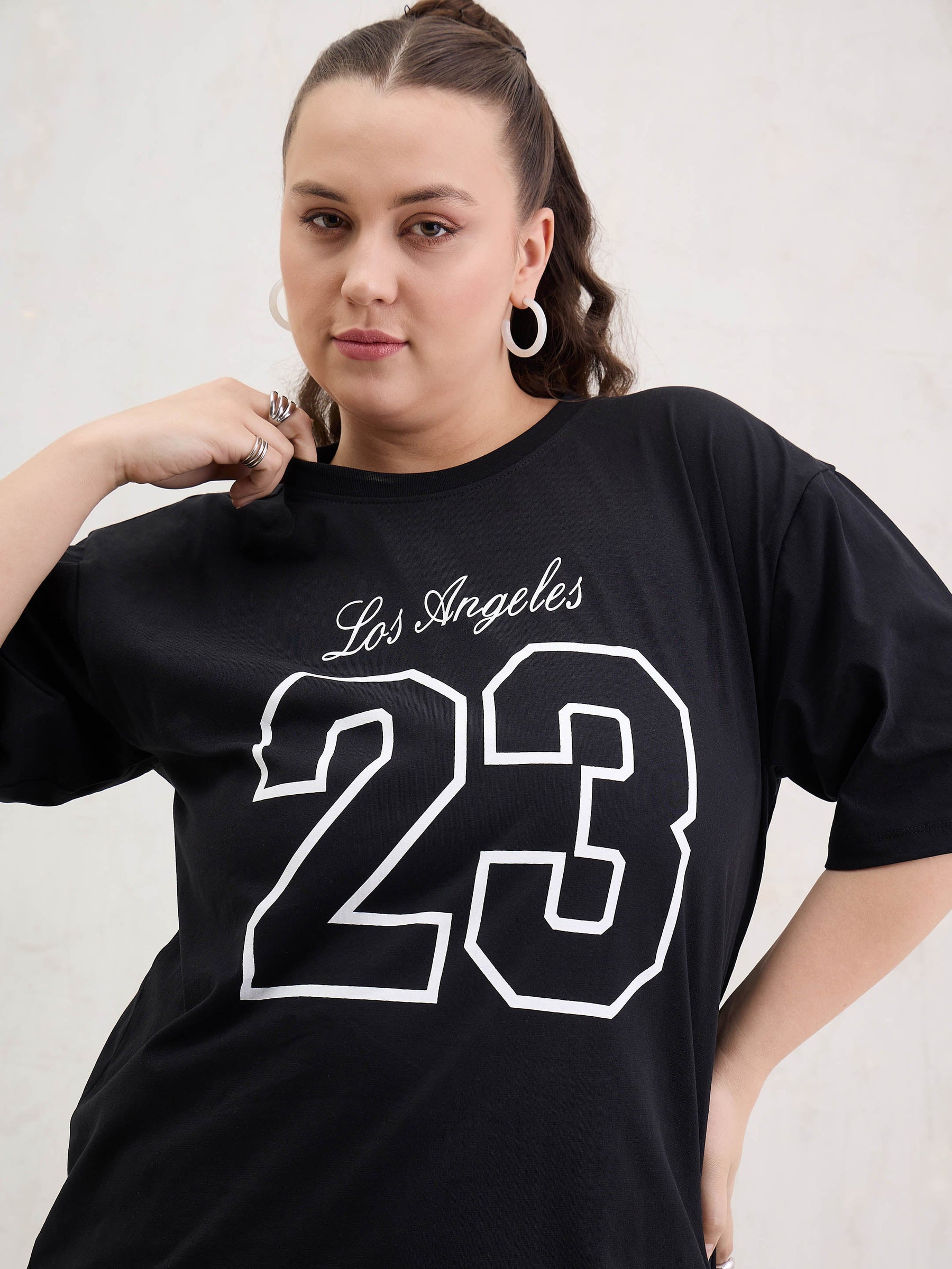 Buy Black Graphic LOS ANGELES 23 Print T-Shirt Online At Best