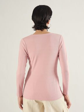 Pink Rib Button Down Regular Top-SASSAFRAS