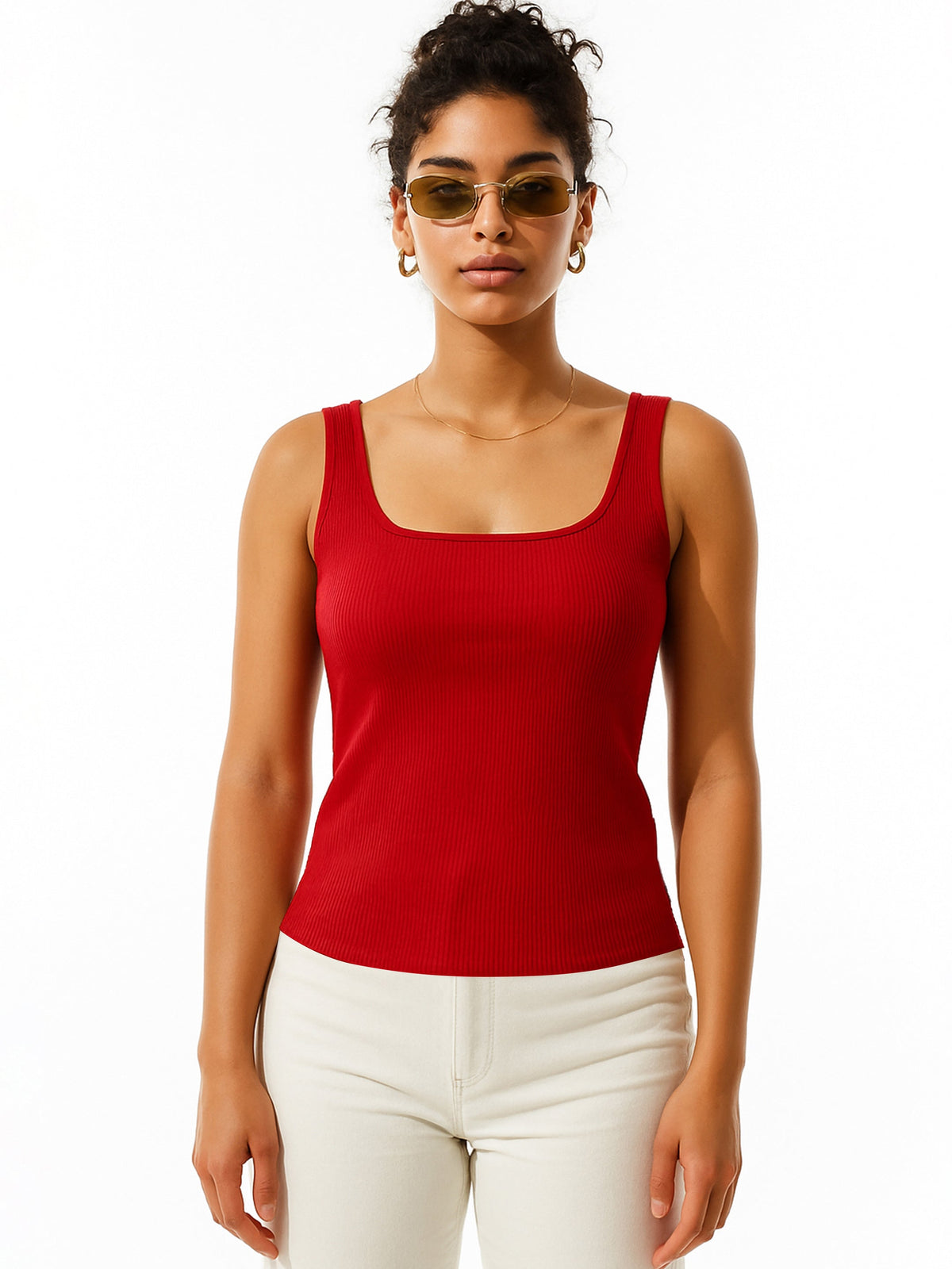 Red Rib Sleeveless Top-SASSAFRAS BASICS