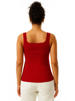 Red Rib Sleeveless Top-SASSAFRAS BASICS