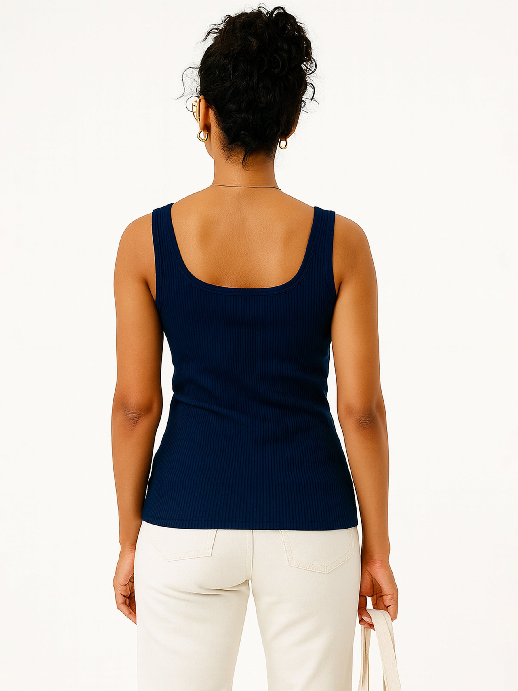 Navy Rib Sleeveless Top-SASSAFRAS BASICS