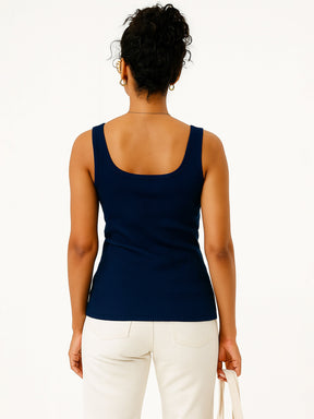 Navy Rib Sleeveless Top-SASSAFRAS BASICS