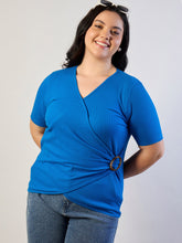 Royal Blue Rib Side Buckle Detail Top-SASSAFRAS CURVE