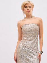 Silver Sequin Asymmetric Hem Tube Top-SASSAFRAS
