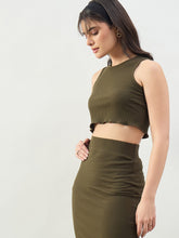 Olive Rib Overlock Hem Crop Tank Top-SASSAFRAS BASICS