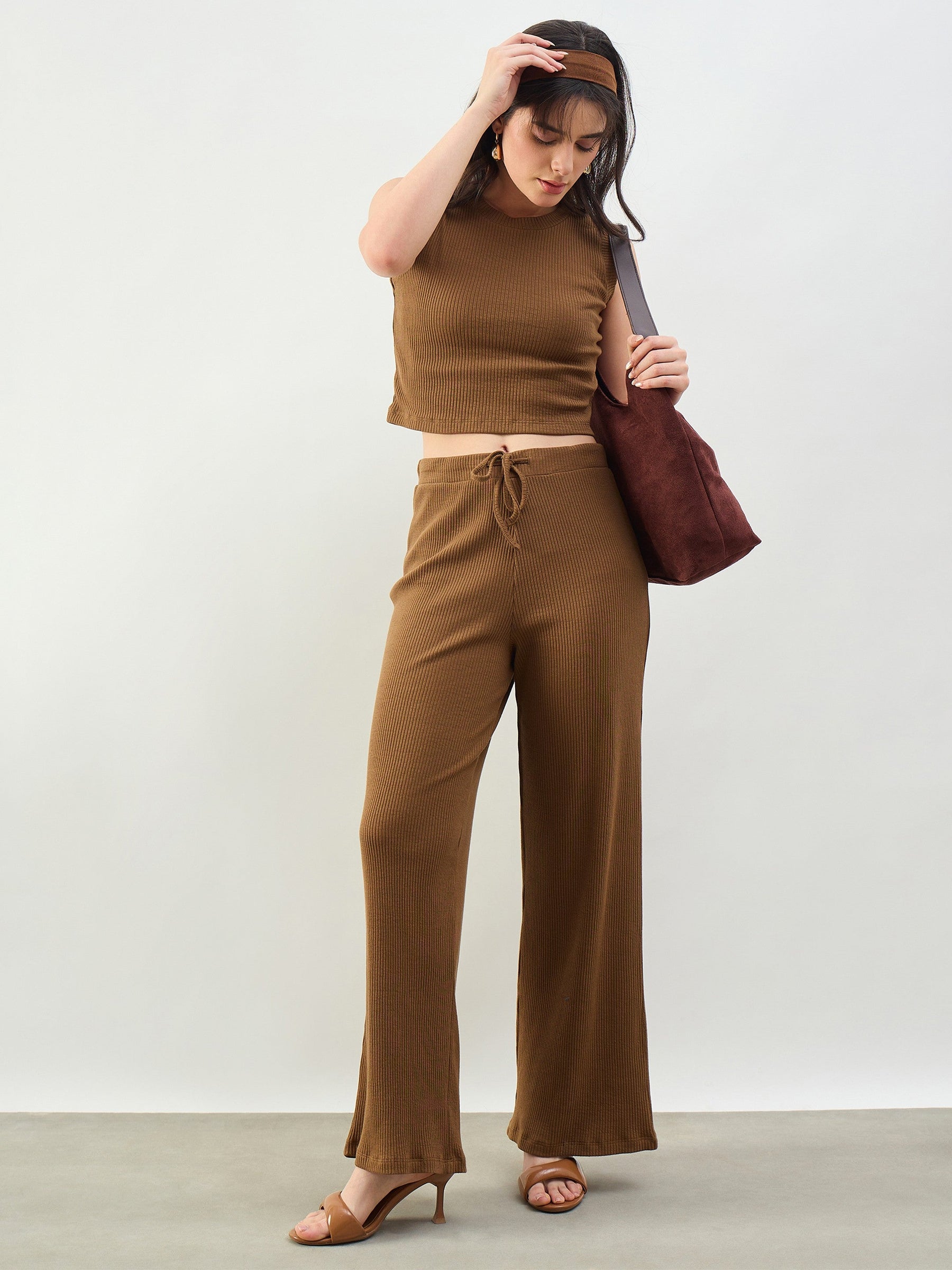 Tan Rib Short Tank Top-SASSAFRAS BASICS