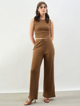 Tan Rib Short Tank Top With Drawstring Pants-SASSAFRAS BASICS