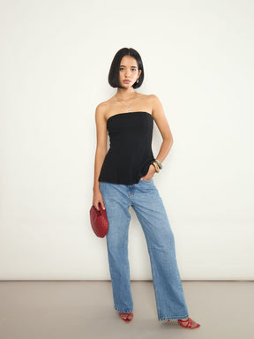 Black Off Shoulder Peplum Top-SASSAFRAS