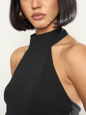 Black Halter Neck Top -SASSAFRAS