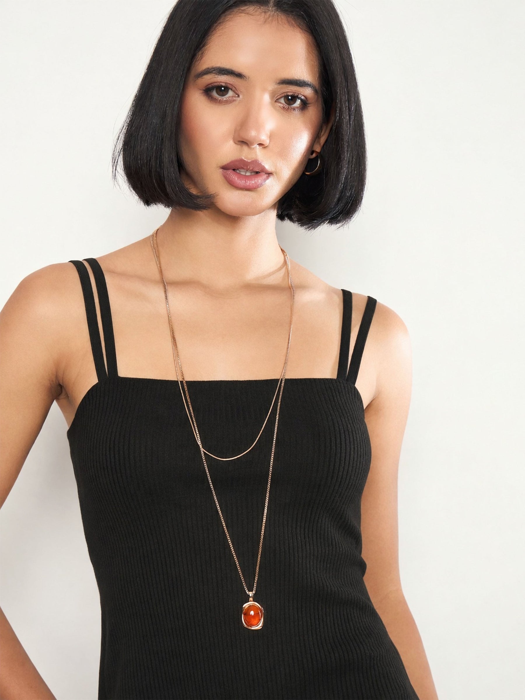 Black Rib Back Cut-Out Strappy Top With Elasticated Track Pants-SASSAFRAS