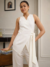 White V Neck Sleeveless Tie Up Closure Top-SASSAFRAS worklyf