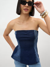 Navy Colour Blocking Tube Top-SASSAFRAS