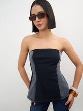 Black Colour Blocking Tube Top-SASSAFRAS