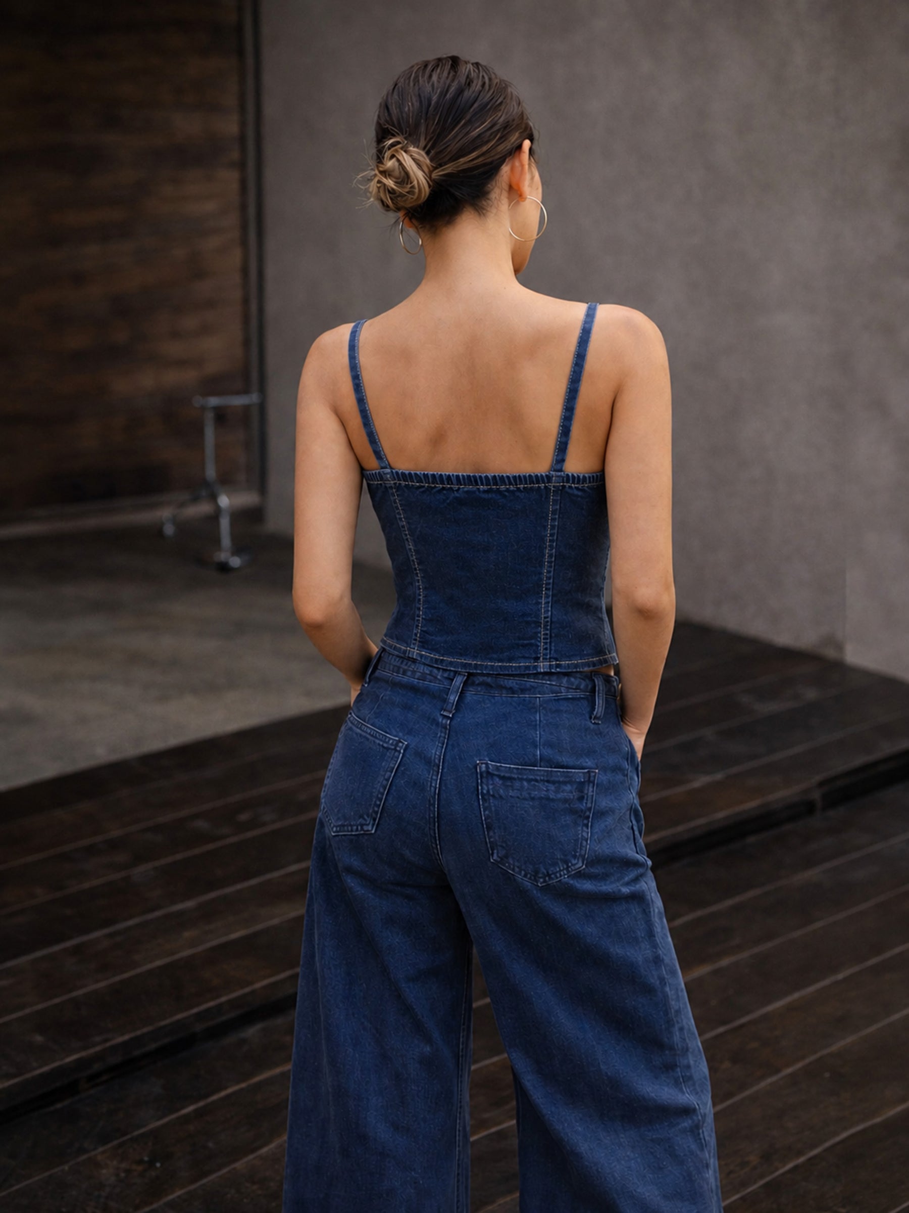 Blue Blast Denim Strappy Side Wrap Top-SASSAFRAS
