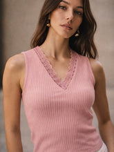 Pink Rib Sleeveless V-Neck Top -SASSAFRAS