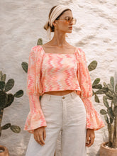 Orange Ikat Print Square Neck Regular Top-SASSAFRAS