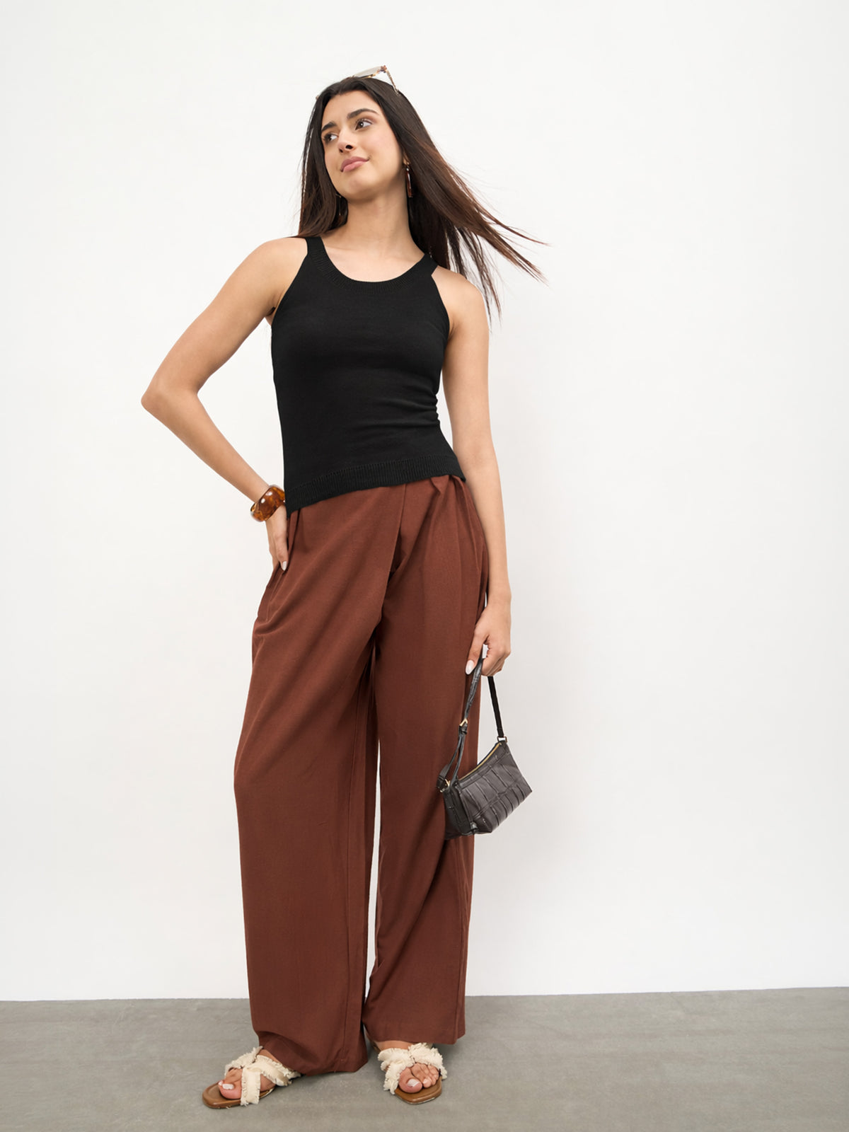 Black Halter Neck Sleeveless Top -SASSAFRAS