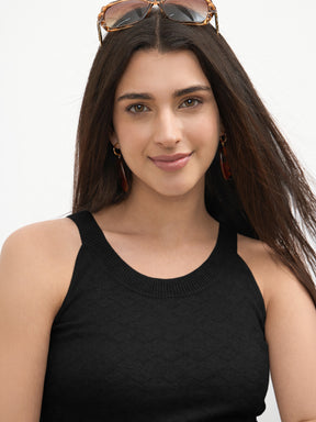 Black Halter Neck Sleeveless Top -SASSAFRAS