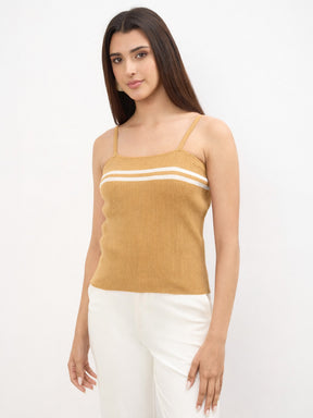 Women Beige Strappy Regular Top