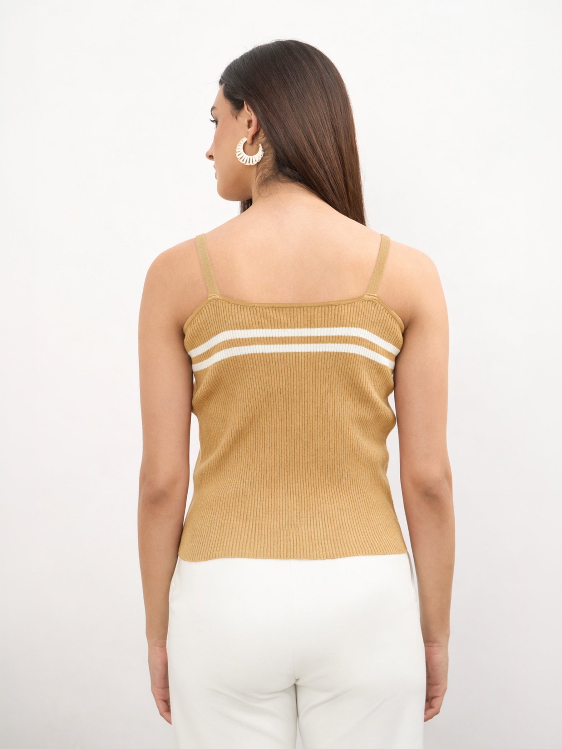 Women Beige Strappy Regular Top