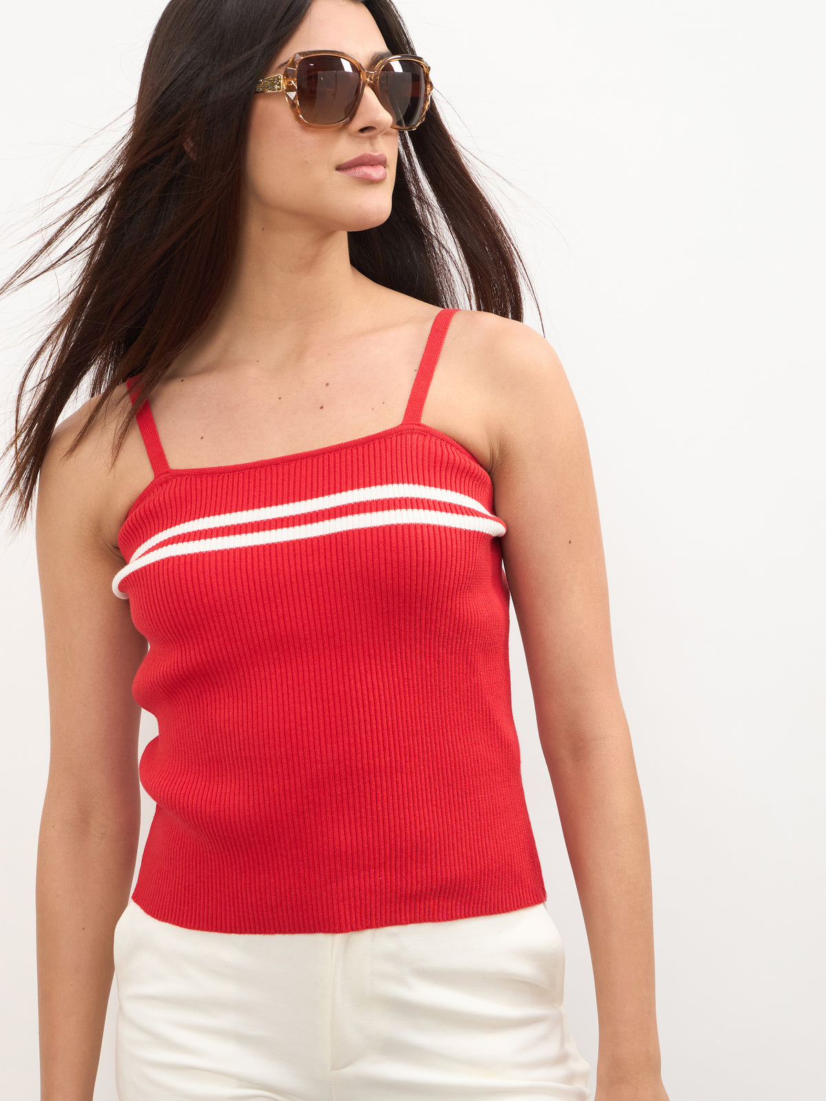 Red Strappy Regular Top -SASSAFRAS