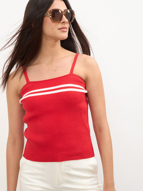 Red Strappy Regular Top -SASSAFRAS