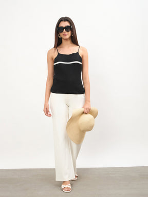 Women Black Cross Back Strappy Top