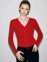 Red Rib Front Open Cardigan Top-SASSAFRAS