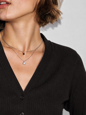 Black Rib Front Open Cardigan Top-SASSAFRAS