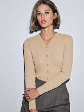 Beige Rib Front Open Cardigan Top-SASSAFRAS