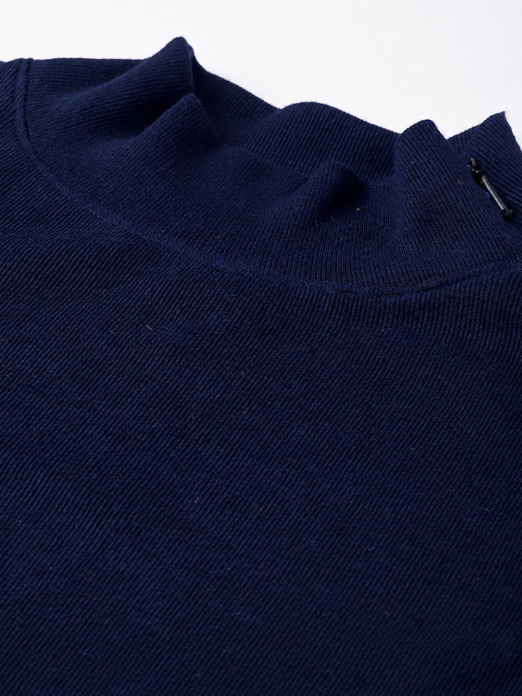 Navy Rib High Neck Zipper Top-SASSAFRAS