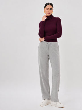 Burgundy High Neck Rib Top-SASSAFRAS