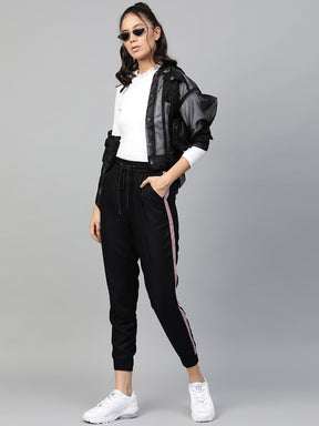 White Rib High Neck Full Sleeve Top