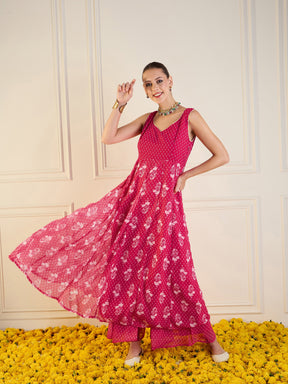 Fuchsia Floral Anarkali Kurta-Shae by SASSAFRAS