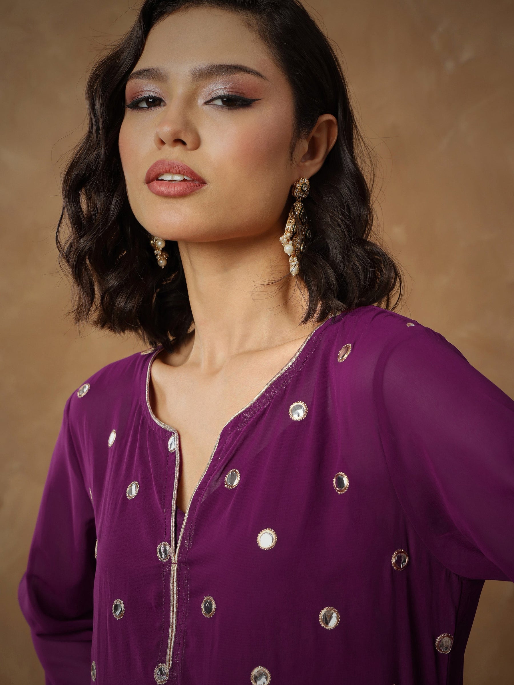Purple Embroidered Abaya Dress-Shae By SASSAFRAS