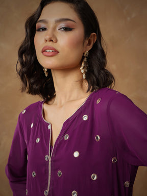 Purple Embroidered Abaya Dress-Shae By SASSAFRAS