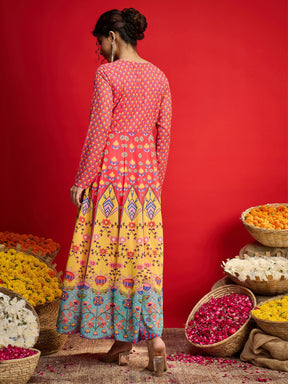 Pink Floral Front Dori Anarkali Dress-Shae By SASSAFRAS