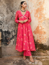 Fuchsia Floral Long Anarkali Kurta -Shae by SASSAFRAS