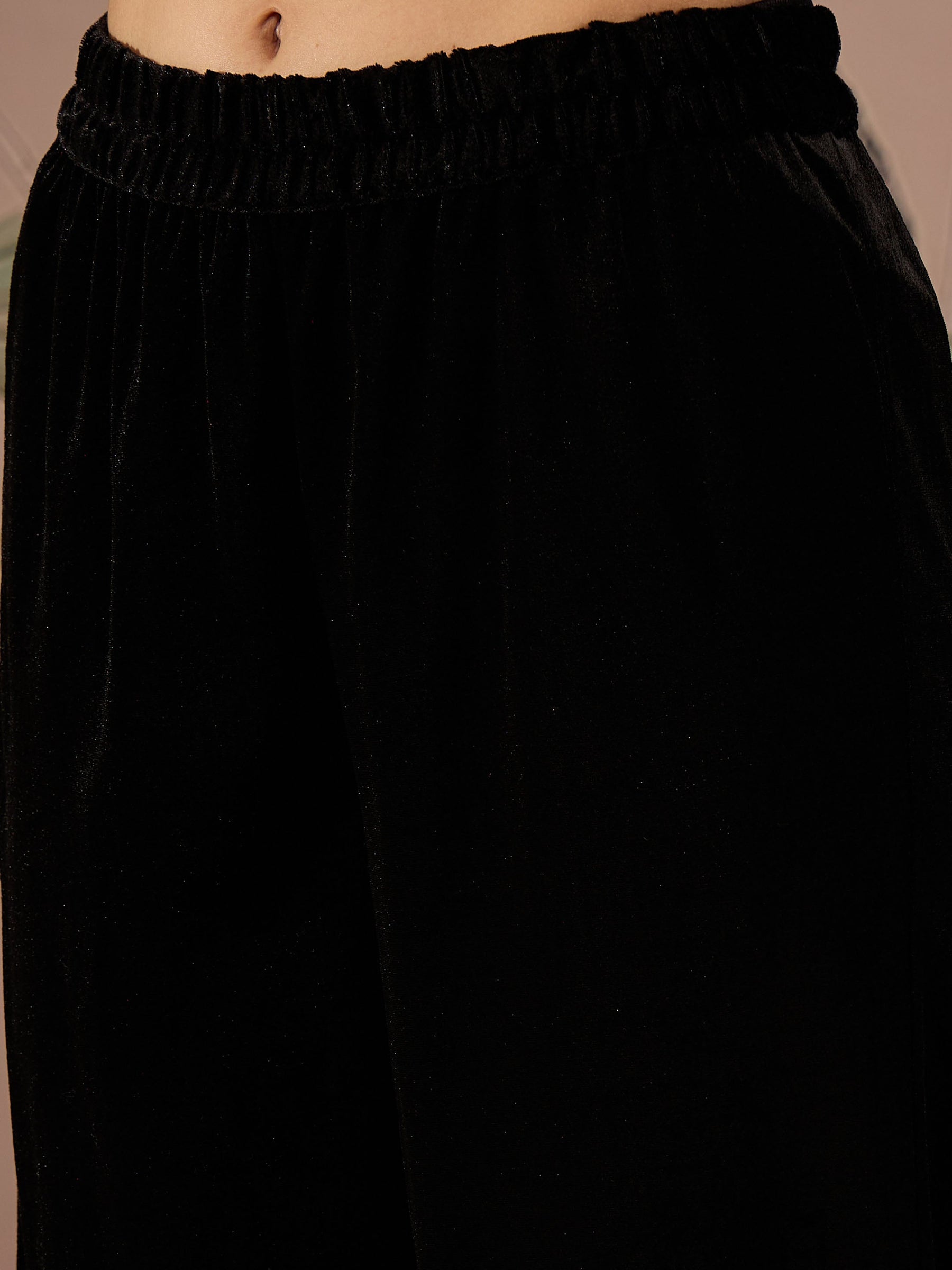 Black Velvet Embroidered Short Kurta With Straight Pants-Shae by SASSAFRAS