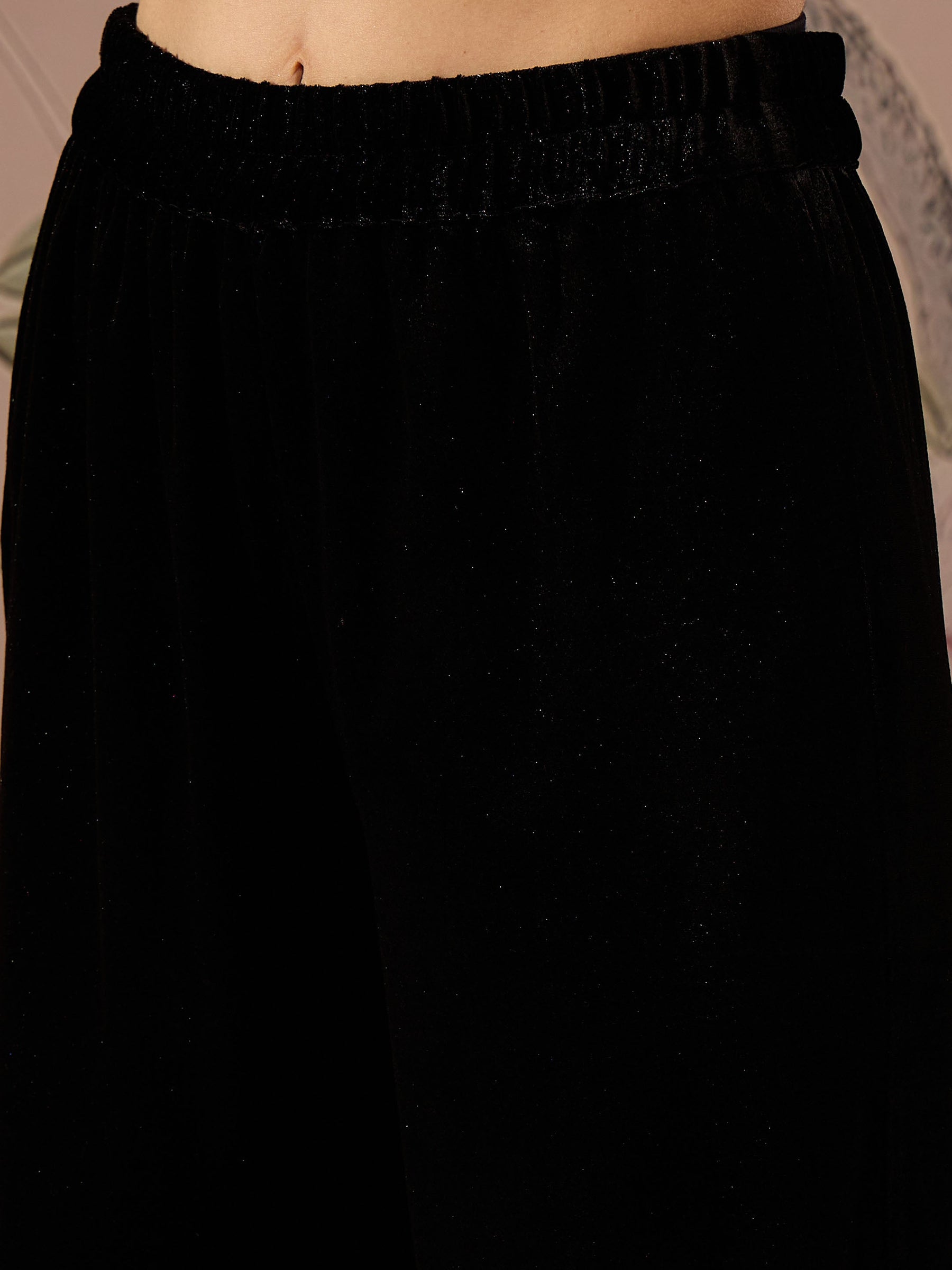 Black Velvet Embroidered Kurta With Straight Pants -Shae by SASSAFRAS