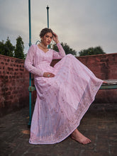 Pastel Pink Sweetheart Neck Anarkali Kurta -Shae by SASSAFRAS