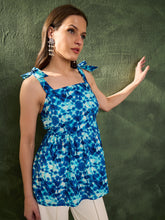 Blue Tie & Dye Tie Up Peplum Kurti -Shae by SASSAFRAS