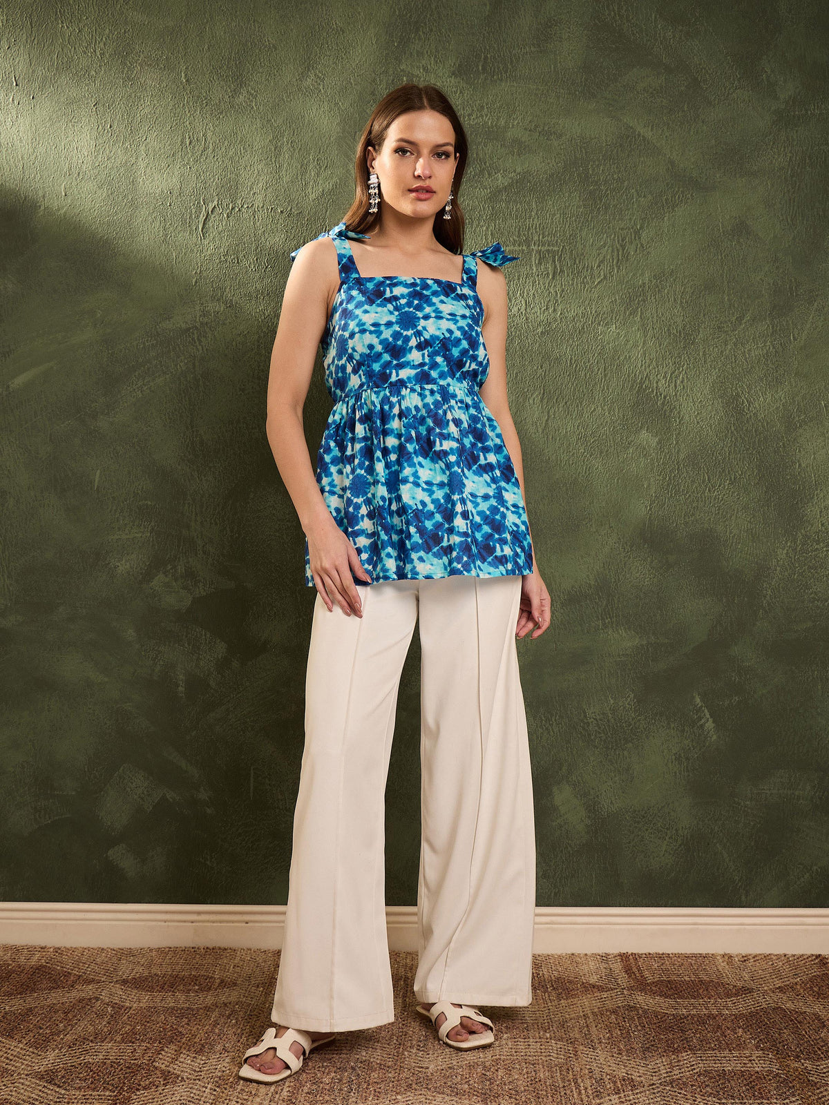 Blue Tie & Dye Tie Up Peplum Kurti -Shae by SASSAFRAS
