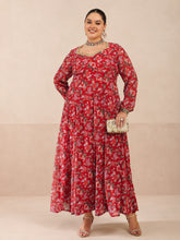Red Floral Full Sleeves Sweetheart Neck Anarkali Kurta -Shae by SASSAFRAS